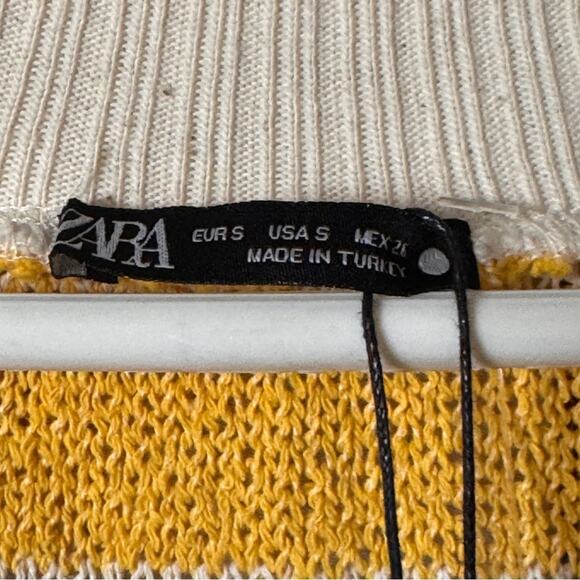 Zara Striped Sleeveless V Front Women's Sweater Sz S NWT - Picture 5 of 7